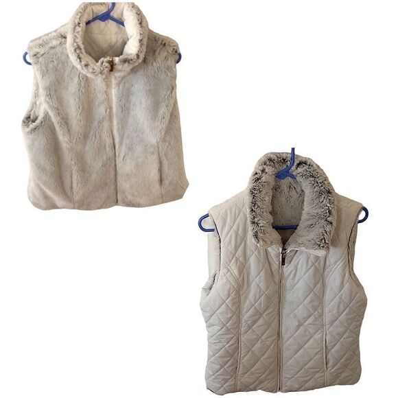 Reversible Faux Fur and Quilted Vest M-L - Picture 2 of 3